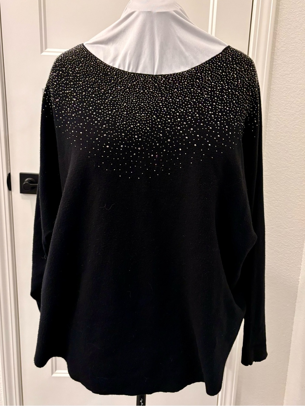 Black Sweater with Studded Yoke